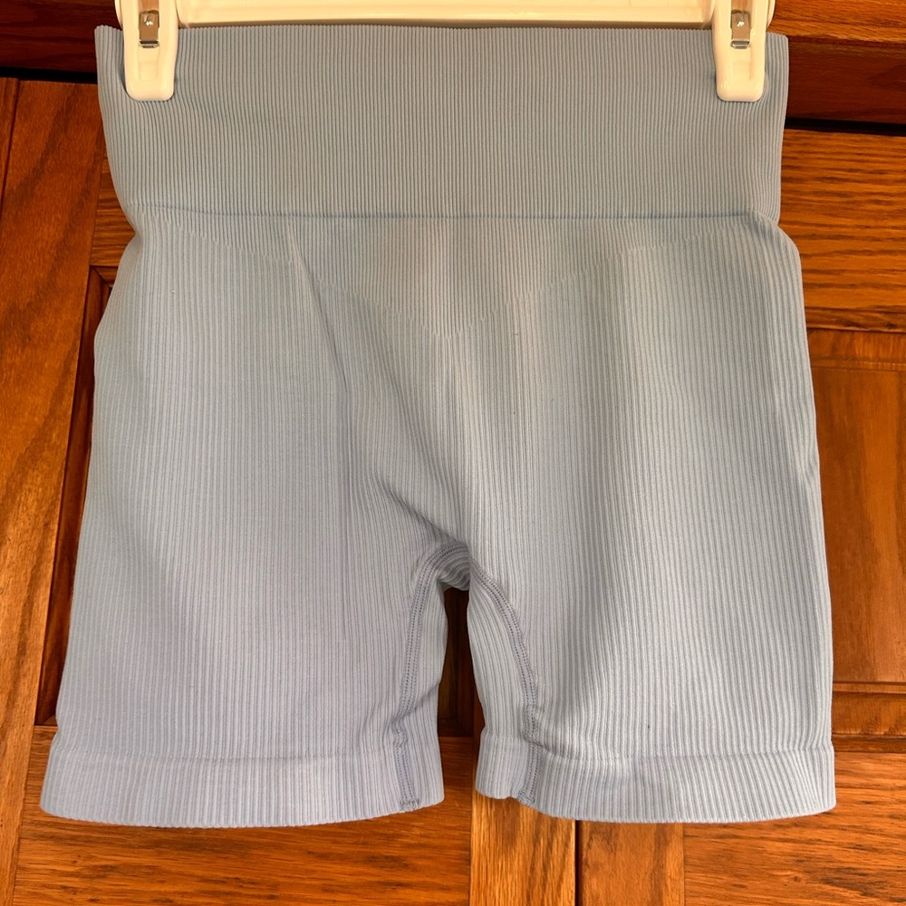 ASOS Sky Blue Ribbed Shorts - Picture 8 of 11